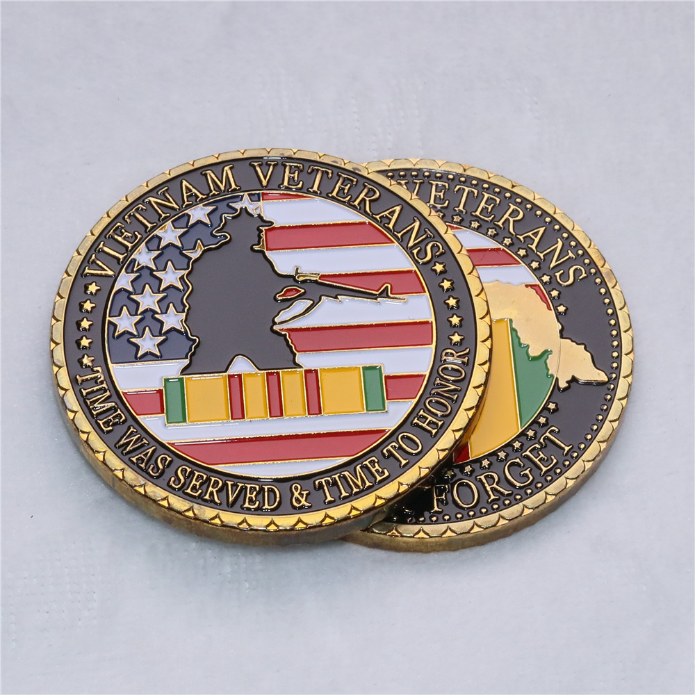 

10pcs/lot free shipping US. Military Vietnam Veterans 24K Gold Plated Challenge coin