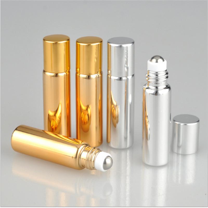 

1/5pcs 5ml Portable gold UV Glass Roller Rollerball Perfume Bottles gold Mist Container Travel Refillable Bottles Transparent, 1 pc 5ml