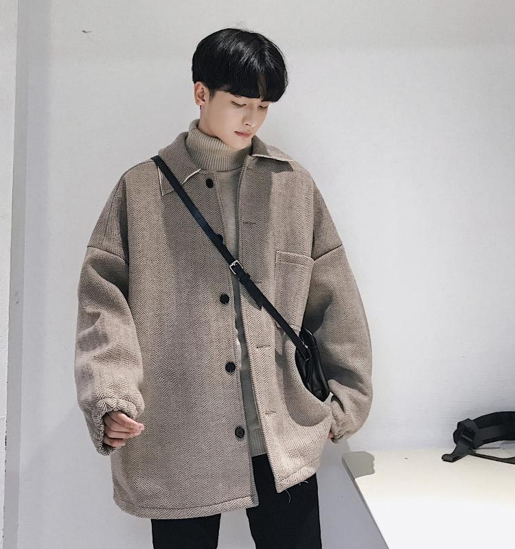 

2020 Men's Fashion Wool Blends Loose Trench Camel/grey Color Overcoat Loose Cashmere Jacket Long Business Coats Big Size -3XL, Dark grey