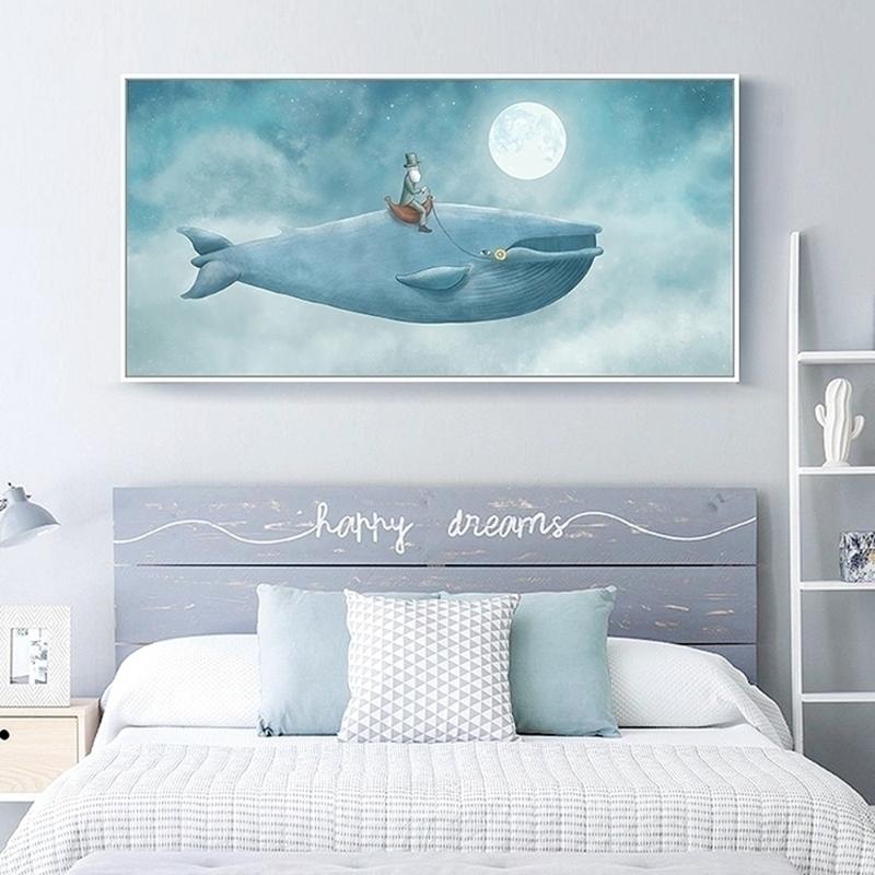 

Cartoon Old Man On The Whale Canvas Painting Wall Pictures For Kids Room Baby Room Decorative Wall Art Posters And Prints
