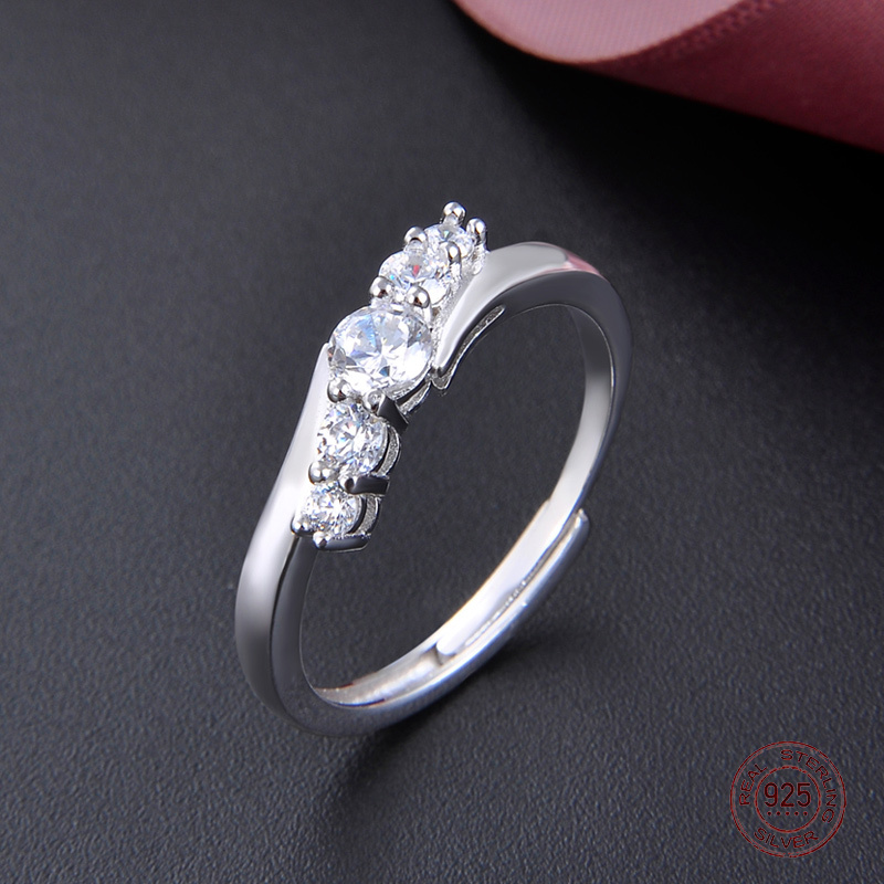 

2020 New Arrival S925 Sterling Silver Resizable Ring setting Zirconia Diamonds Luxury Sparkling Jewelry Party Gift for Girl