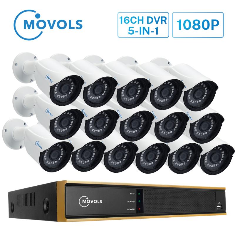 

Movols 16CH Surveillance System 1080P 16PCS Outdoor Security Camera H.265 CCTV DVR Kit Waterproof Video Surveillance Camera