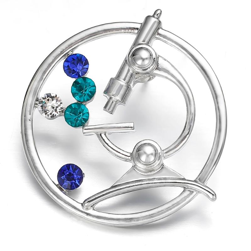 

Cute Crystal Pin Badges Brooches Microscope Trendy Jewelry Gift Biology Student Gold Designer Brooch Women Gift