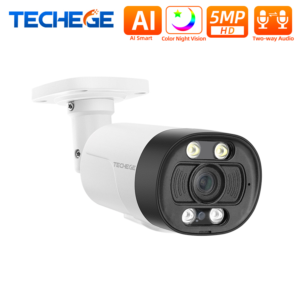 

AI Smart 5MP POE IP Camera llet Metal Camera Face Detection Outdoor Onvif Security Camera System Two Way Audio TF Card