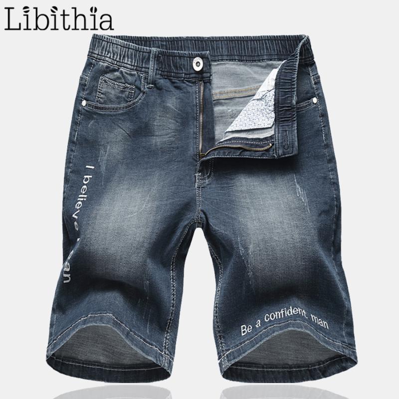 

Denim Men's Knee-Length Blue Thin Jeans Big Size -6XL Cotton Summer 2020 Casual New Straight Blue Elasticity Shorts T059
