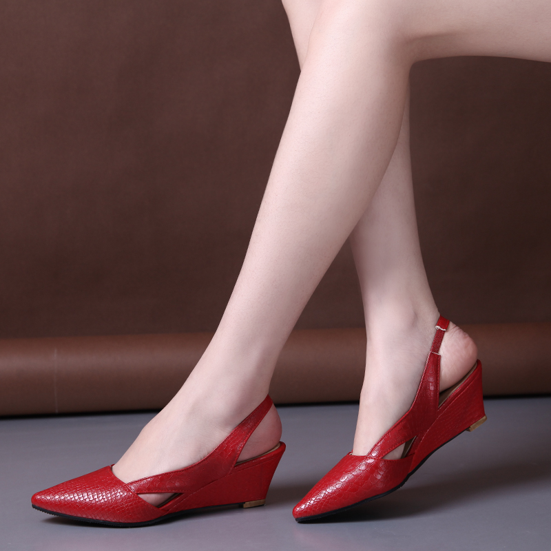 

Fashion High Heels Pointed toe Sandals Women Summer Pointed toe Wedge Sandals Hollow Back Strap Woman High Heels Shoes 33-45, Black