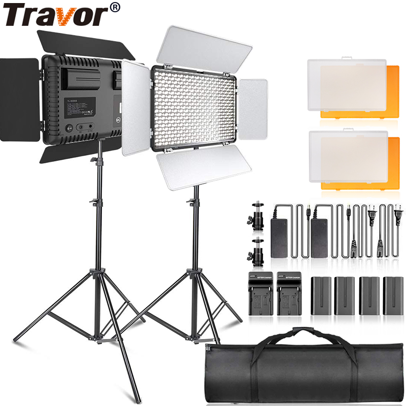 

Travor video light professional photography LED light with tripod 2 set dimmable 5600K for youtube studio photographc lighting