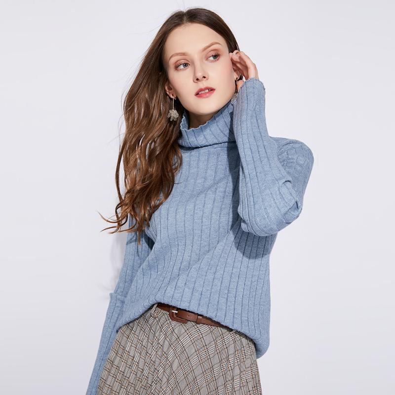 

Hot sale 2020 Autumn Winter Women Knitted Turtleneck Sweater Casual Soft Solid Jumper Fashion Slim Femme Elasticity Pullovers, Y0216 gray