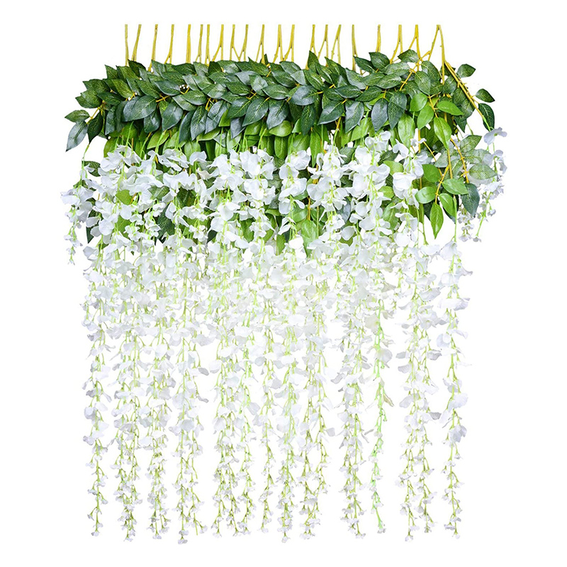 

12 Pcs Handmade Wisteria Flower Hanging Arts Ceremony Home Wedding Decoration E2S, As show