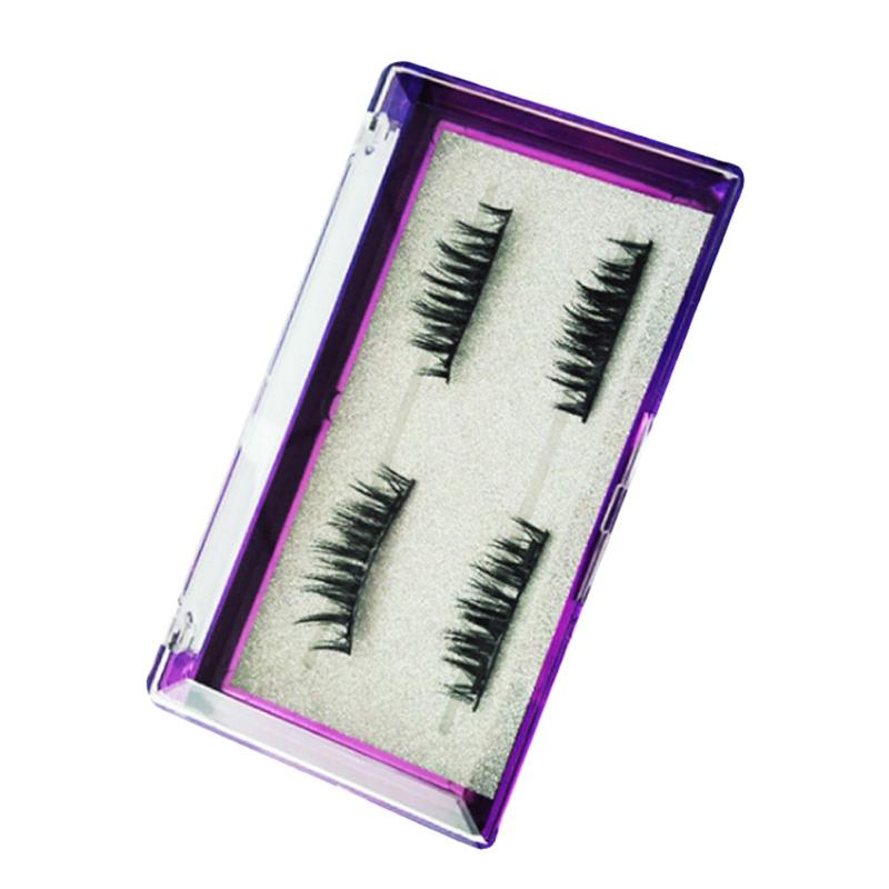 

4pcs/1Pair 3D Full Strip Pure Mink Magnetic False Eyelashes Double Magnetic No Glue Eye Lashes Makeup Extension Tools