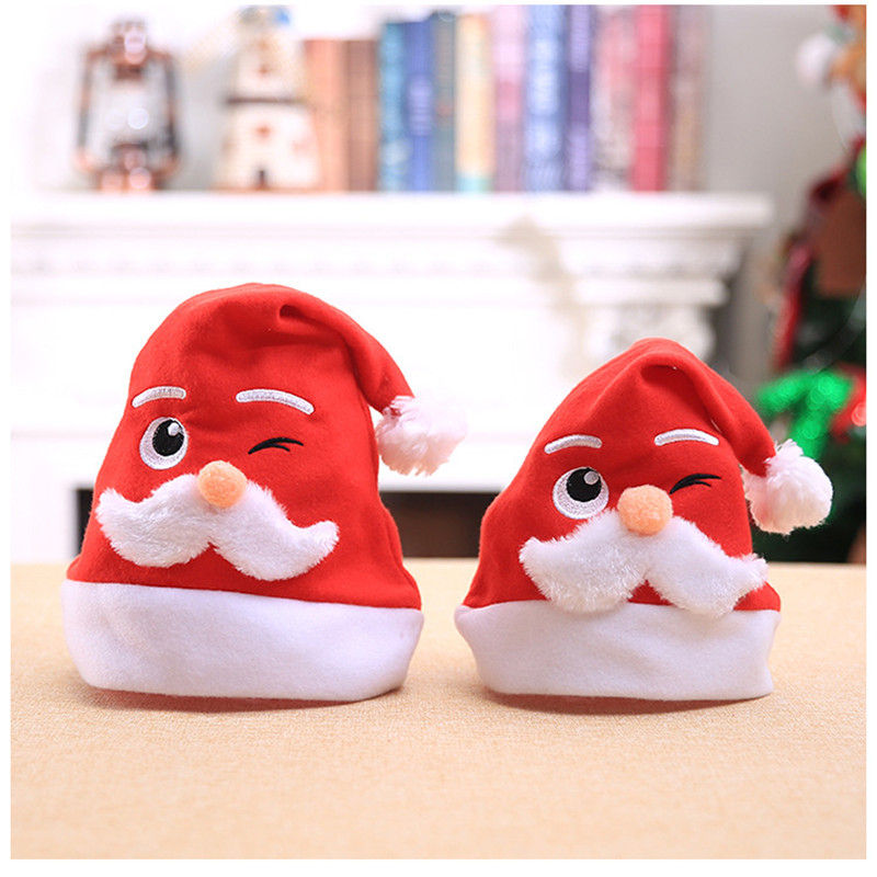

Adult and children's Christmas hat machine embroidered white beard Santa Claus cartoon Hat Christmas decorations