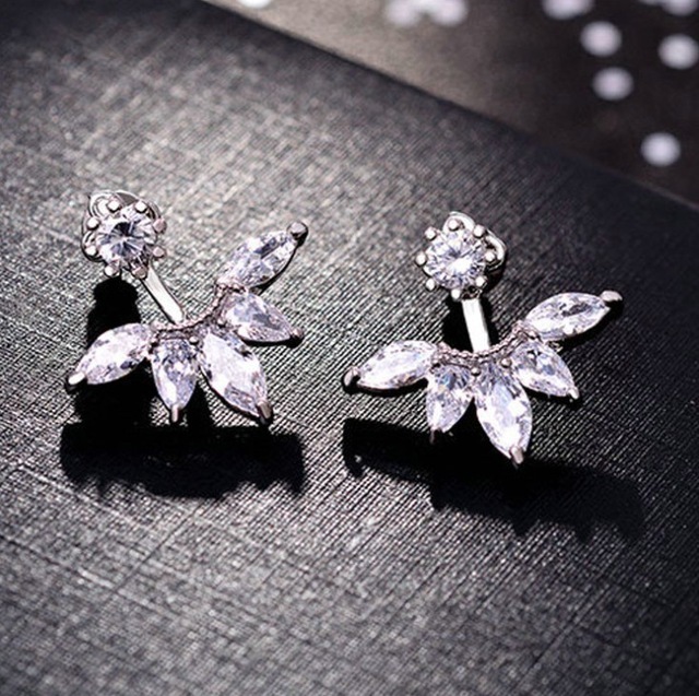 

Lekani Hot Sale 925 Sterling Silver Flower Carved Earrings Female Crystal From Simple Temperament Wild Anti-allergic
