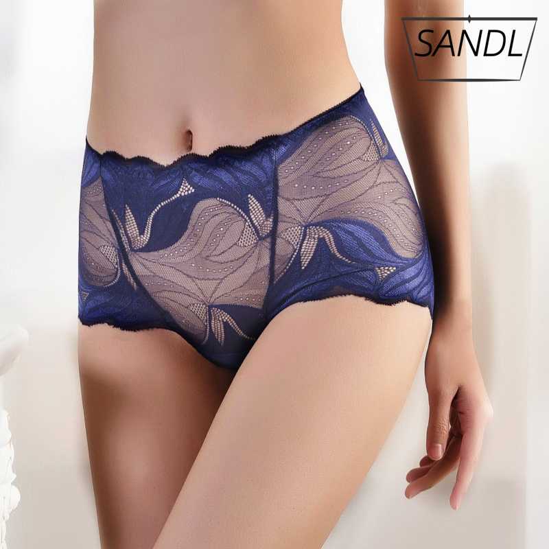 

SANDL Sexy women underwear cotton Mid-waist lace Briefs Ladies translucent underpants fashion Flexible Mesh lingerie Panties, 07
