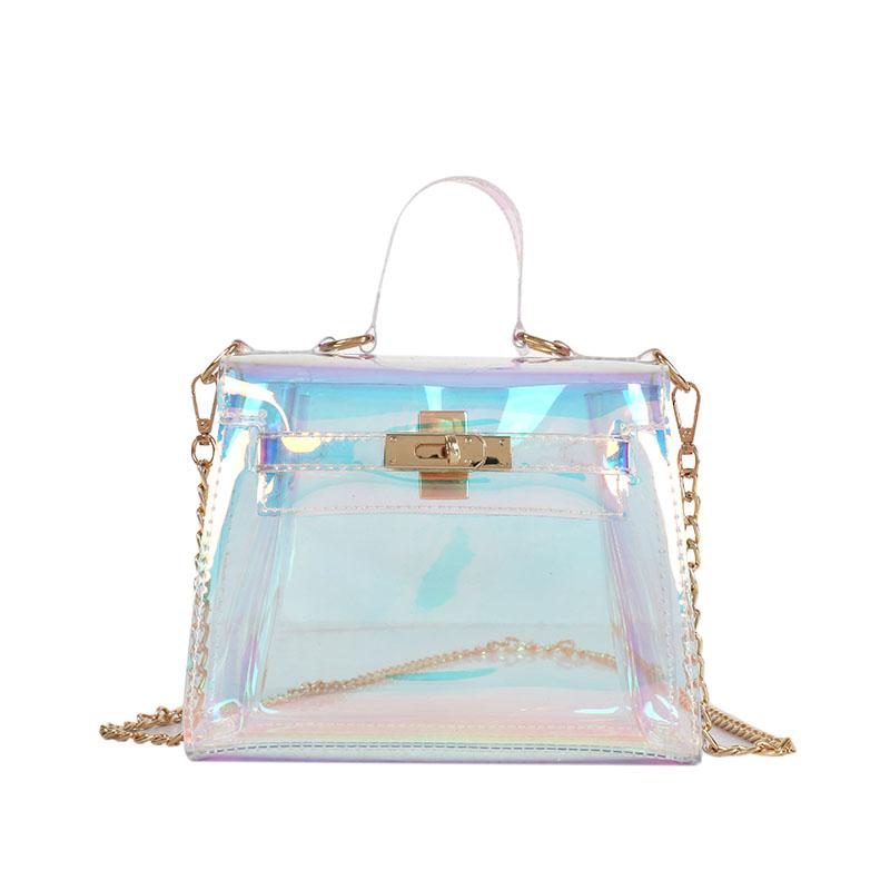 

candy women fashion jelly Transparent handbag Plastic shoulder bags hasp Lock Chains handbags, Clear