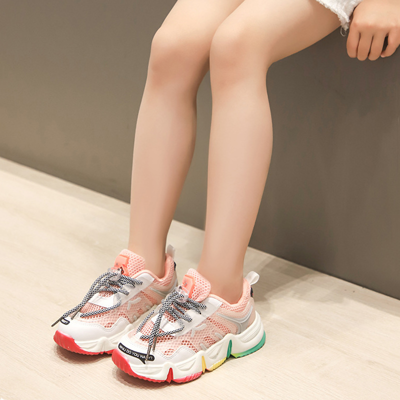 

2020 Colorful Fashion Children Sneakers Kids Breathable Sports Shoes Summer Girls Lightweight Soft Sole Versatile Running Shoes, Blue