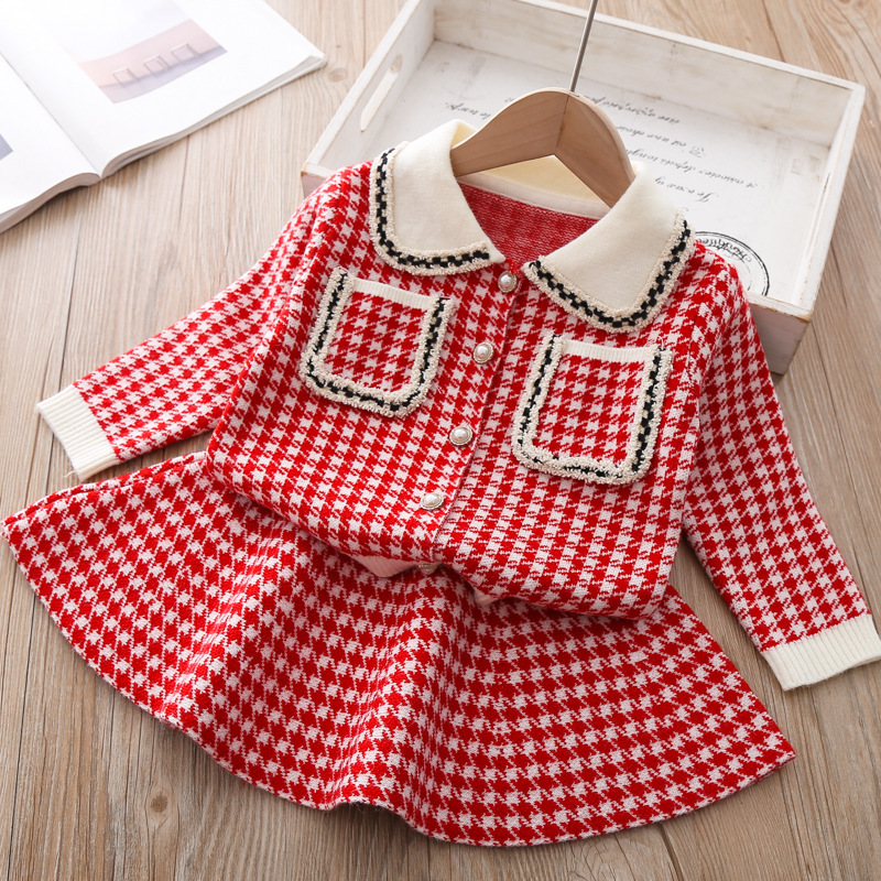 

2020 Newborn Girls Warm Dress College style Autumn Winter New Baby Knitted Clothes Infant Toddler Tops Shirts for Girl Dresses, As picture