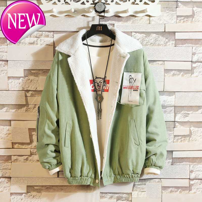 

And 2020 Original Winter New Pattern Trend Down Cotton-padded Clothes Harbor wind Pure color loose thickened casual coat, Black