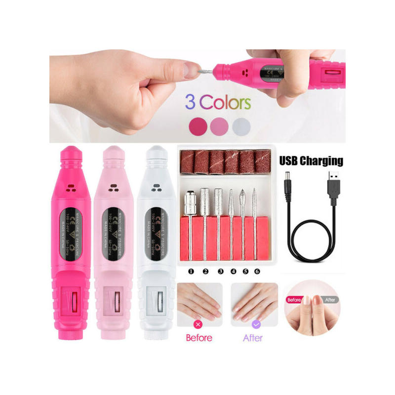 

Professional Electric Nail Drill Machine Kit USB Charging Sanding Buffer Art Acrylic File Manicure Remove Polish Sets Pen
