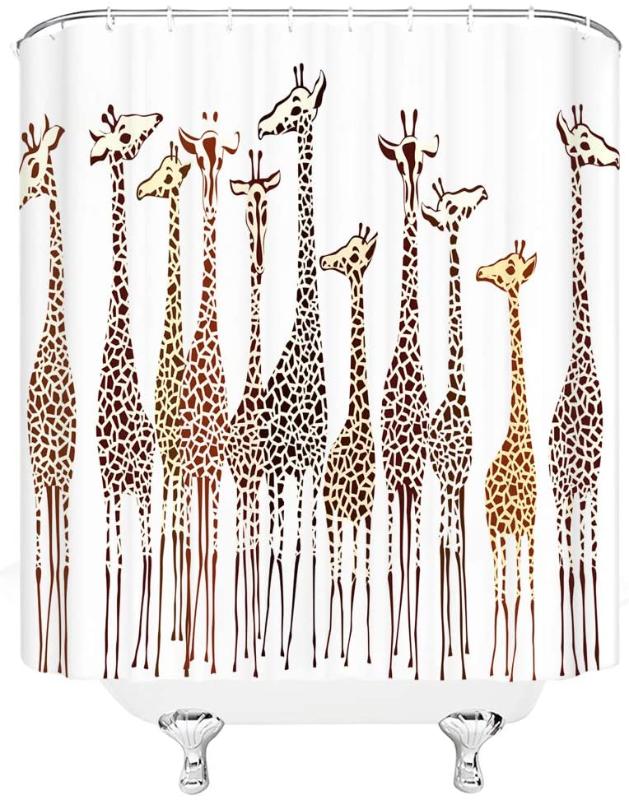 

Animal Shower Curtain Giraffe Watercolor Decor Shower Curtain Set Bathroom Decor Waterproof