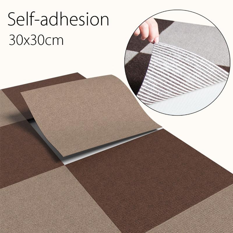 

5pcs Self-Adhesive Carpet Tiles Floor Seam Sticker DIY Tile Sticker Floor Carpet Tiles Flooring Living Room Home Decor, Brown