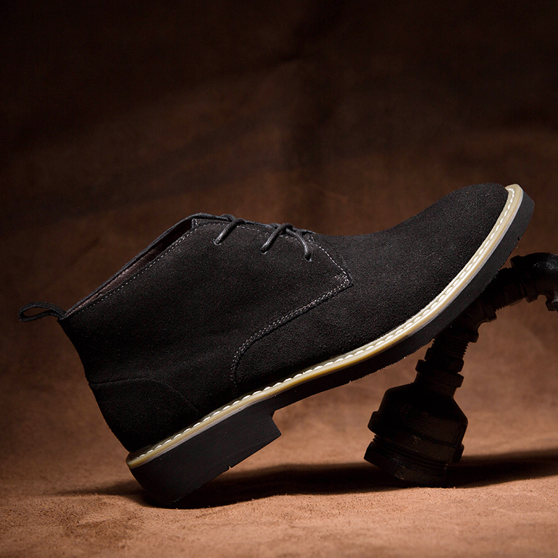 

2020 Fashion Men Ankle Boots Autumn Winter Leather Men Boots Work Shoes Male with Fur Keep Warm Shoes Male Plus Size HX-094, Black