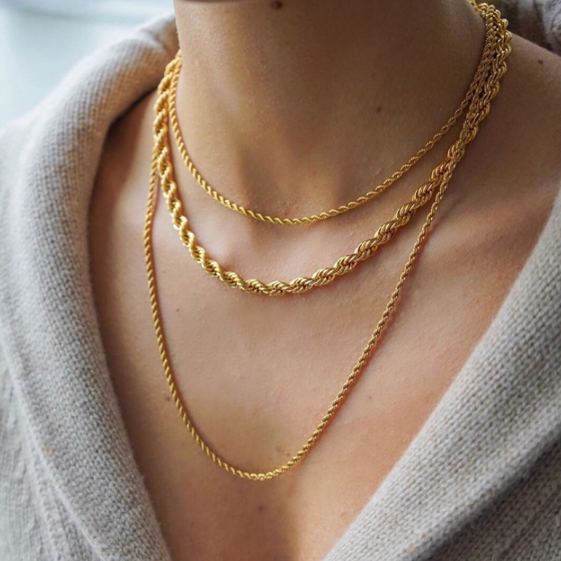 

Hip Gold Color Twisted Rope Chain Choker Necklaces Chunky Wide Thin Chains Necklaces for Women Minimalist Necklace Instajewelry