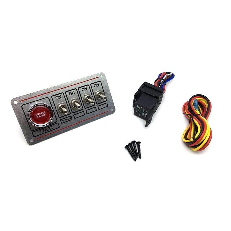 

12V LED Ignition Switch Panel for Racing Car Engine Start Push Button LED Toggle Switch, Silver