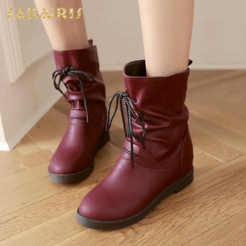 

Sarairis 2020 Fashion New Large Size 43 Wholesale Shoes Woman Boots Female Lace Up Concise INS Hot Boots Ladies Footwear, Black