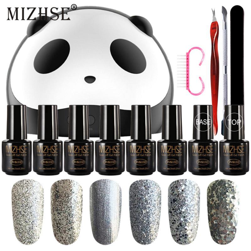 

MIZHSE 7ml Set For Manicure Hybrid Shiny Gel Nail Polish Kits 36W UV Nail Lamp With Base Top Coat 6 Colors Art Tools Sets