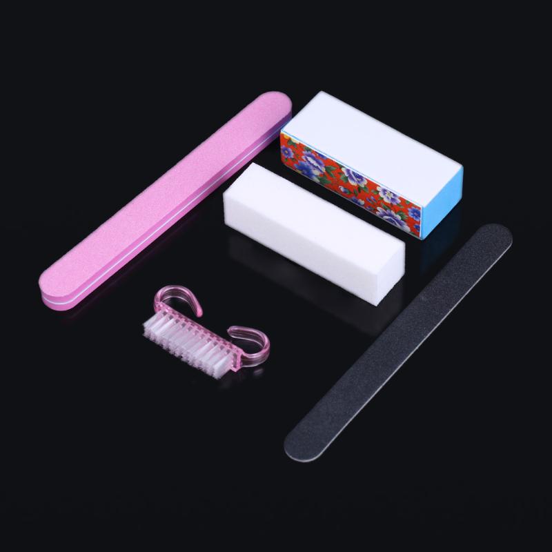 

5pcs/lot Sponge Cushion Block Manicure Polishing Polished Nail Brush Nail File DIY Tool Kit UV Gel Polish Tool