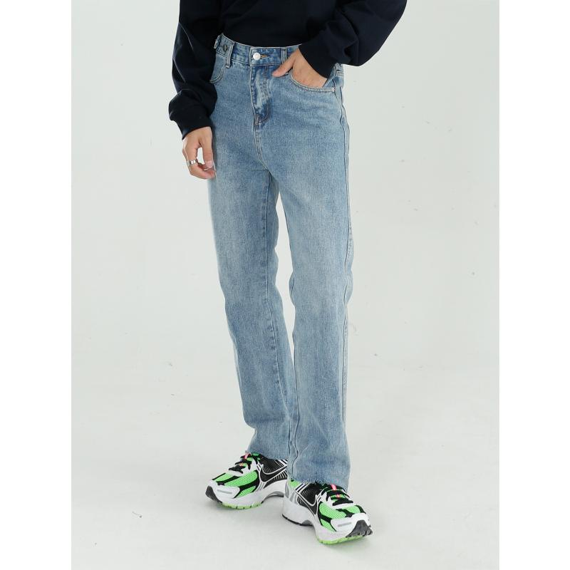 

Male Streetwear Vintage Fashion Casual Denim Pant Jean Men Adjustable Waist Straight Slim Fit Jeans Trousers, 116 deep blue