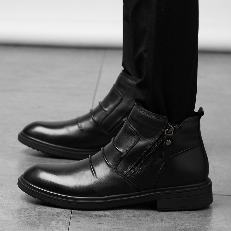 

boots leather sport shoes causal man Casual sneakers leisure men sports Mens 2020 mens Sneaker shoe hot sale flat for fashion, Black