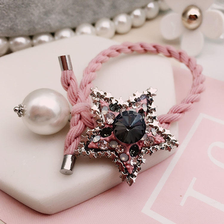 

Free shipping rhinestone star bead women hairties elegant girl's rubber band lady's hair bands Ponytail Holder Hair accessories, Black