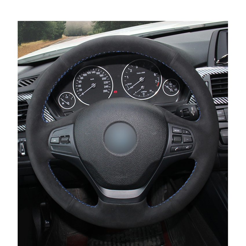 

DIY Black Suede Car Steering Wheel Cover for BMW F30 316i 320i 328i Accessories Parts