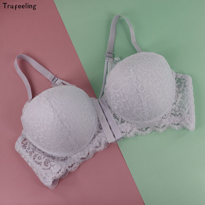 

Trufeeling Front Closure Women Floral Lace Bras BH 36-44 C Demi Cup Balconette Bra Lingerie Undewired Sexy Women Underwear Bra, Beige