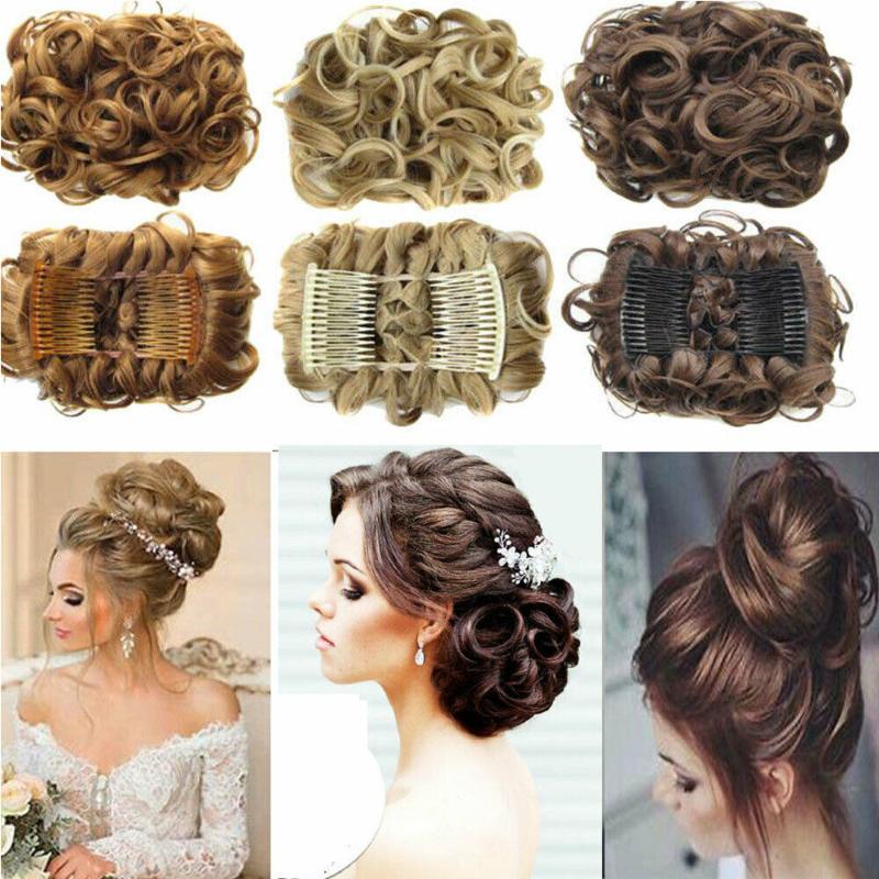 

LARGE Comb Clip In Curly Hair Piece Chignon Updo Wedding Hairpiece Extension Bun