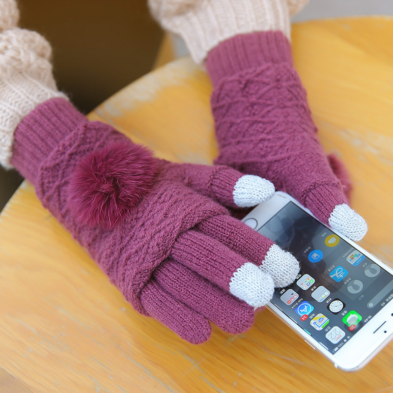 

Mittens women Riding whole pointer machine touch screen gloves female autumn and winter thick warm Korean students cute