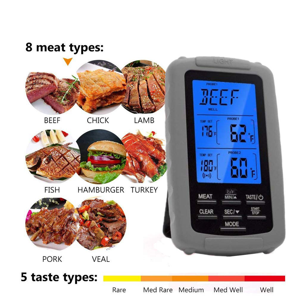 2020 Wireless Meat Thermometer Grill With Double Probe Barbecue Digital