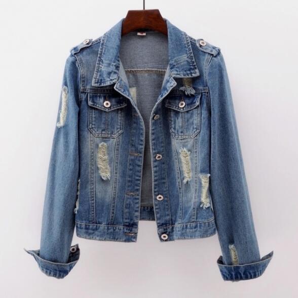 

2020 Plus Size 5XL Denim Jacket Women Boyfriend Jean Coat Streetwear Harajuku Vintage Autumn Basic Outerwear, Blue
