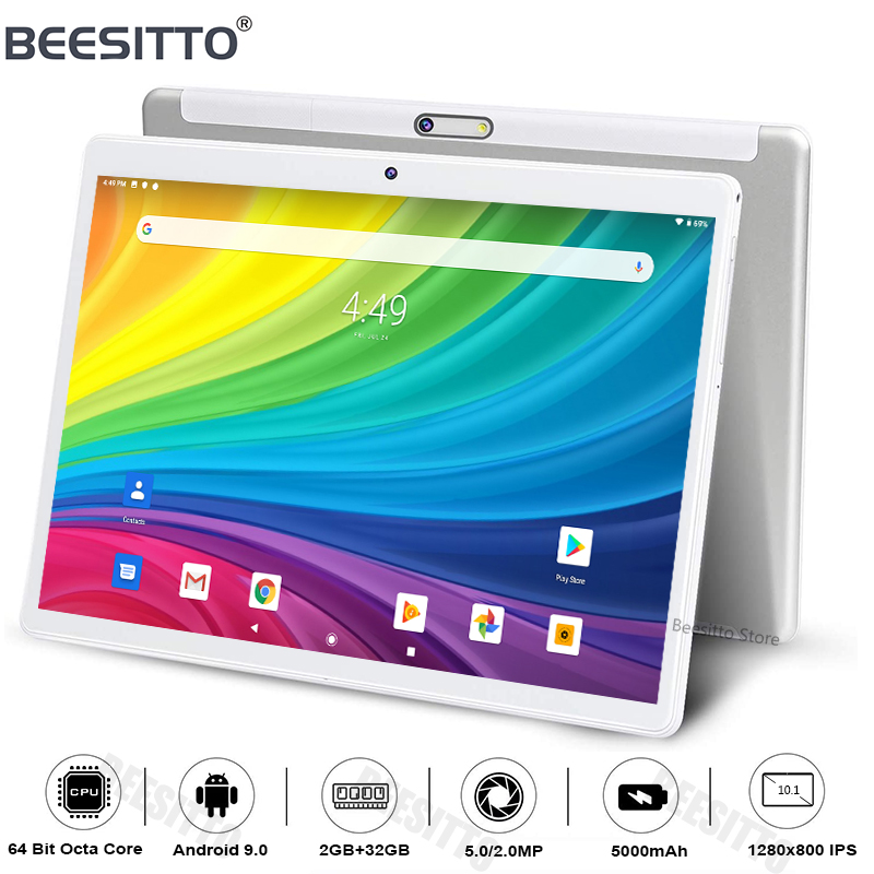 

10 inch Tablet Android 9.0 Dual SIM Global 4G Phone Call 32GB ROM Octa Core Wifi Android 1280x800 IPS 2.5D Glass 10.1 Tablets PC, Black