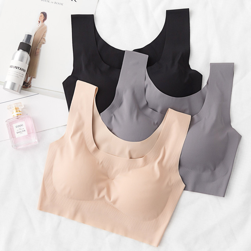 

Japanese Seamless Sleeping Bra Sports Vest Running Yoga Underwear soft Tube Tops, Gray