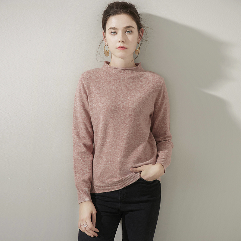 

cashmere pullover sweater Autumn and Winter New Cashmere Sweater Women High Collar Pullover Fashion Warm Bottom, Gray blue
