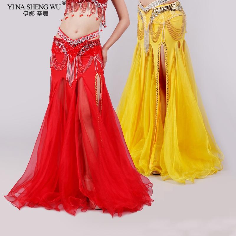 

Bellydance Skirt India Bollywood Belly Dance Costume For Women Female Sexy Performance Dress Stage Clothing Long Swing Skirt New, Red