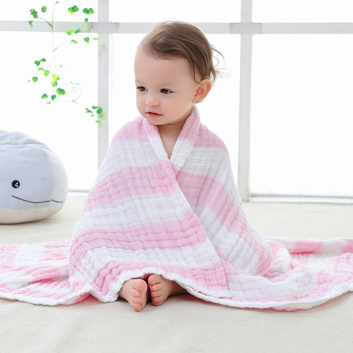

Striped Baby Towel Printed Bathrobe Soft Child Blanket for New Born Infant Baby Wrap Swaddle Cotton Bedspread Quilt