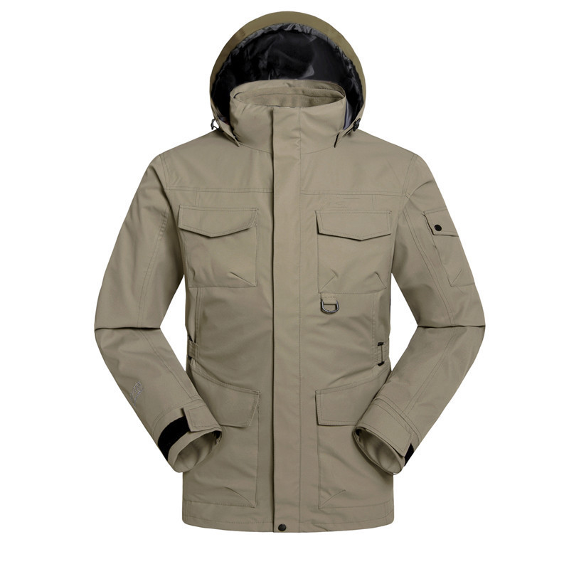 

Outdoor Man Quality Jacket Breathable Windproof Rainproof Two-piece Climbing Jacket Hooded Antifouling Hiking Fleece Windbreaker, Red