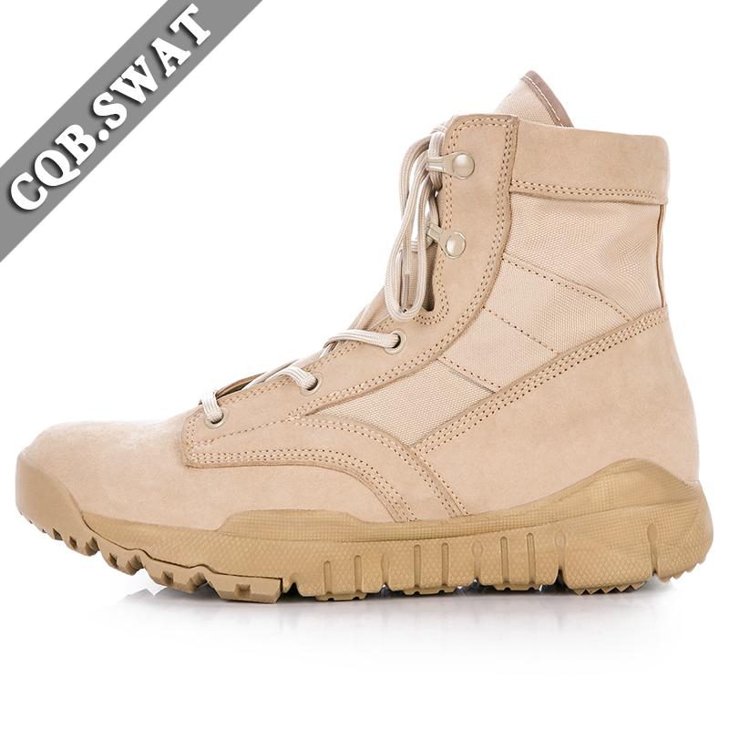

6 inch Summer Mens Leather Tactical Boots Desert cow suede combat breathable army boots size 37-46 ankle, Beige