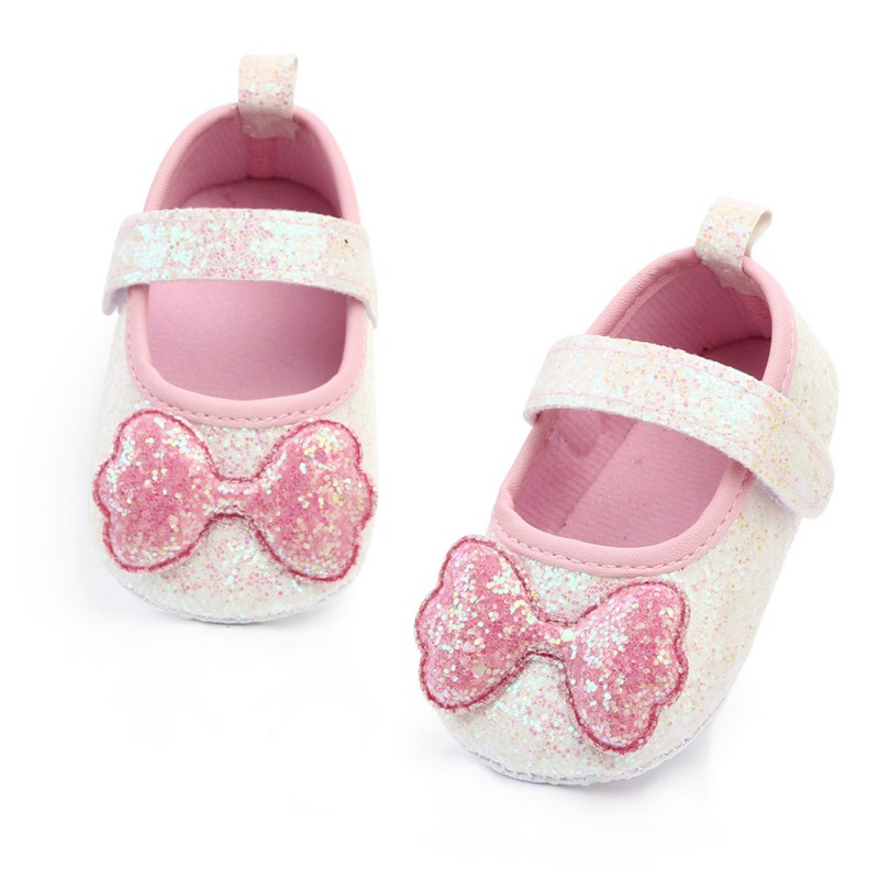 

Baby Girls Princess Shoes Toddler Crib Baby Kids First Walkers Big Bow Soft Soled Anti-Slip Shoes