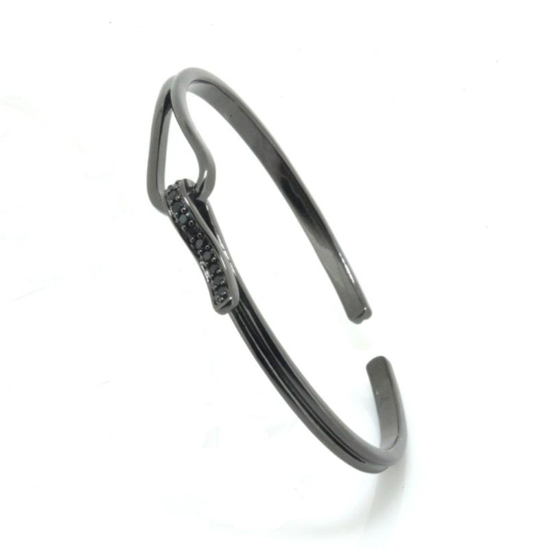 

2020 Hot Sale Men Bangles,24K Pave Setting Black CZ & Fashion Open / Bracelets Pulseiras Brand Jewelry