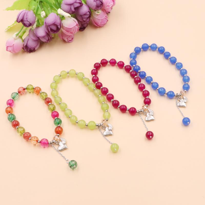 

Charms Boho Ethnic Beaded Bracelet for Women 8mm Crystal Stone Tourmaline Jades Opal Violet Healing Stretch Yoga Jewelry B379