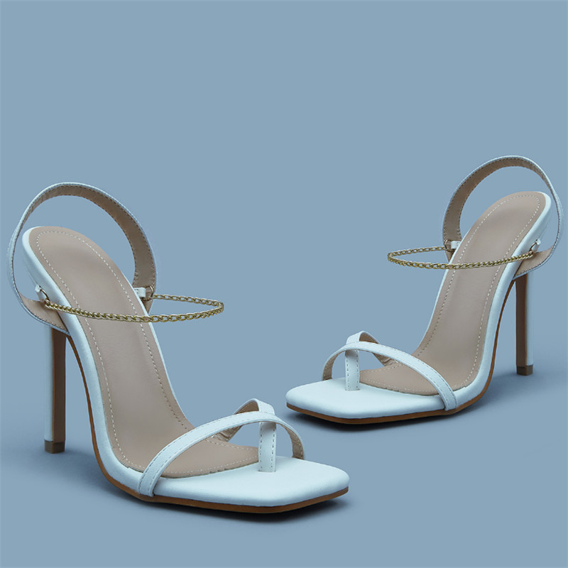 

Flip Flops Heels High Heels Women Sandals Sexy Chain Narrow Band Peep Toe Pumps Women Shoes Party Shoes Summer Woman, Red